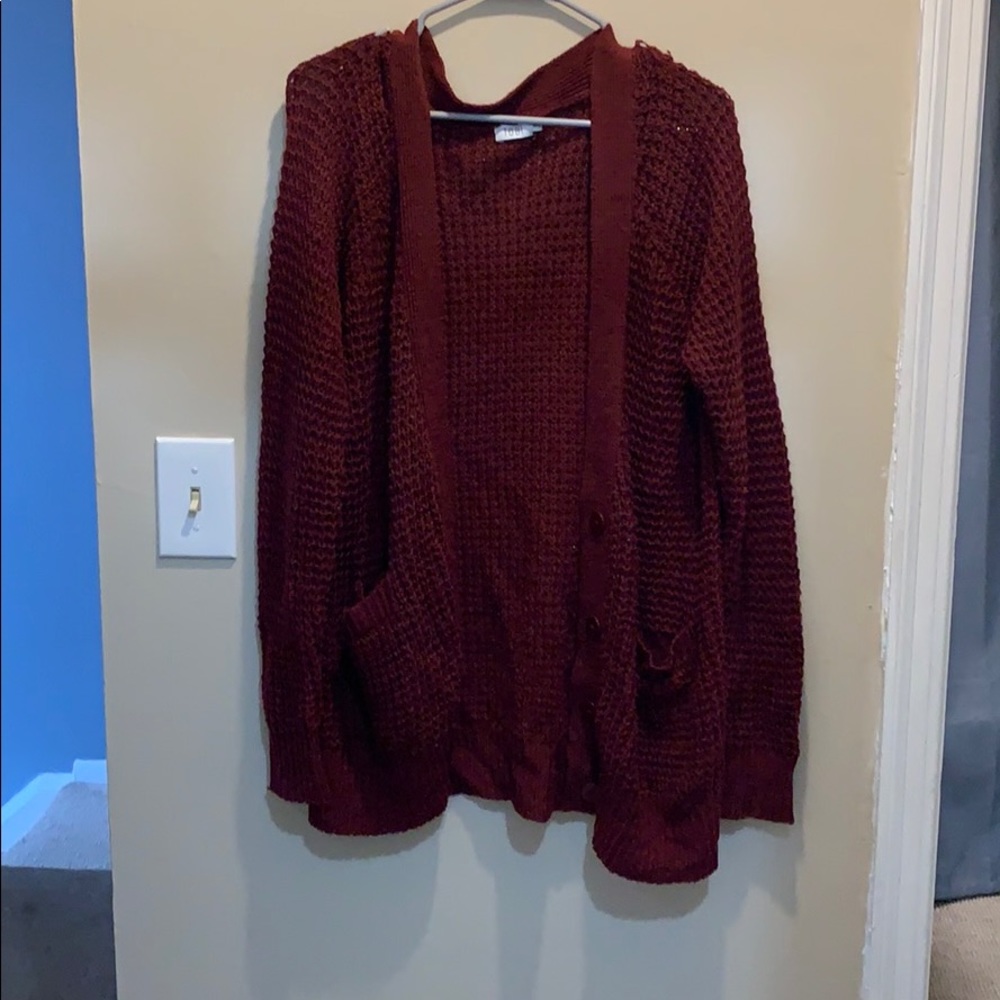 Burgundy oversized cardigan